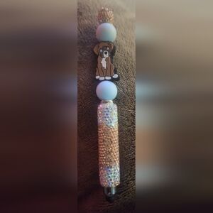 Puppy Dog champagne & silver rhinestones and light blue balls stylus